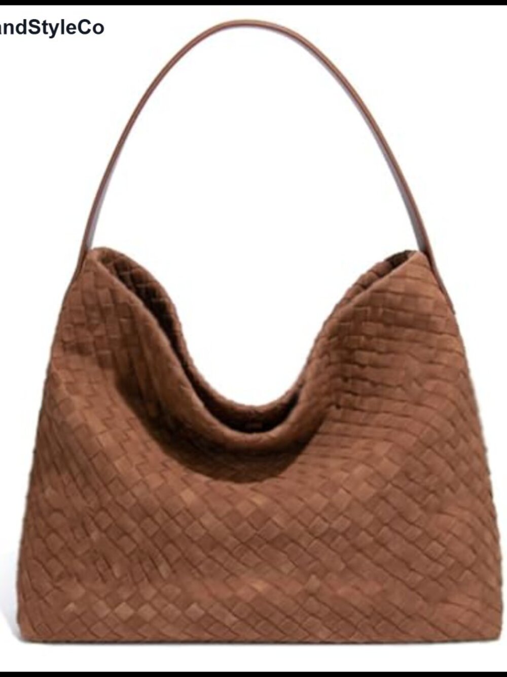 Woven Shoulder Bag PU Leather Tote Top-handle Vegan Underarm Purse